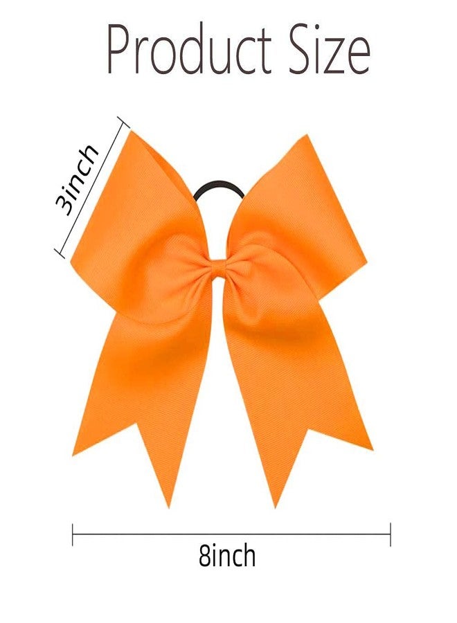 Oaoleer 16PCS 8" Large Cheer Hair Bows Ponytail Holder Elastic Band Handmade for Cheerleading Teen Girls College Sports (16 Pcs) (Orange) - Image 5